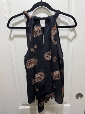 Ryegrass Paisley Halter Top Black Brown Boho Flowy Size S